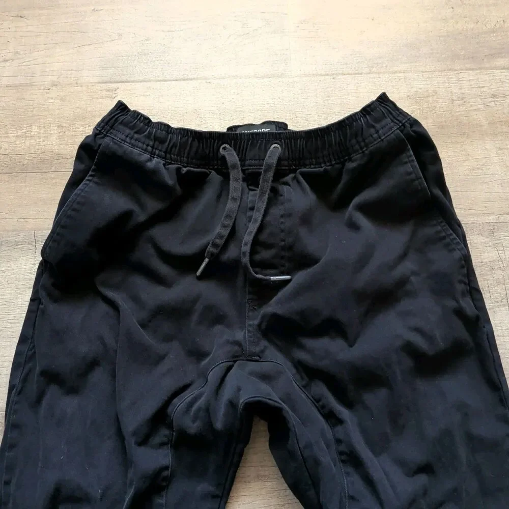 ZANEROBE Jogger Pants Mens Size 32 Black Elastic Waist Drawstring Cuffed Chino